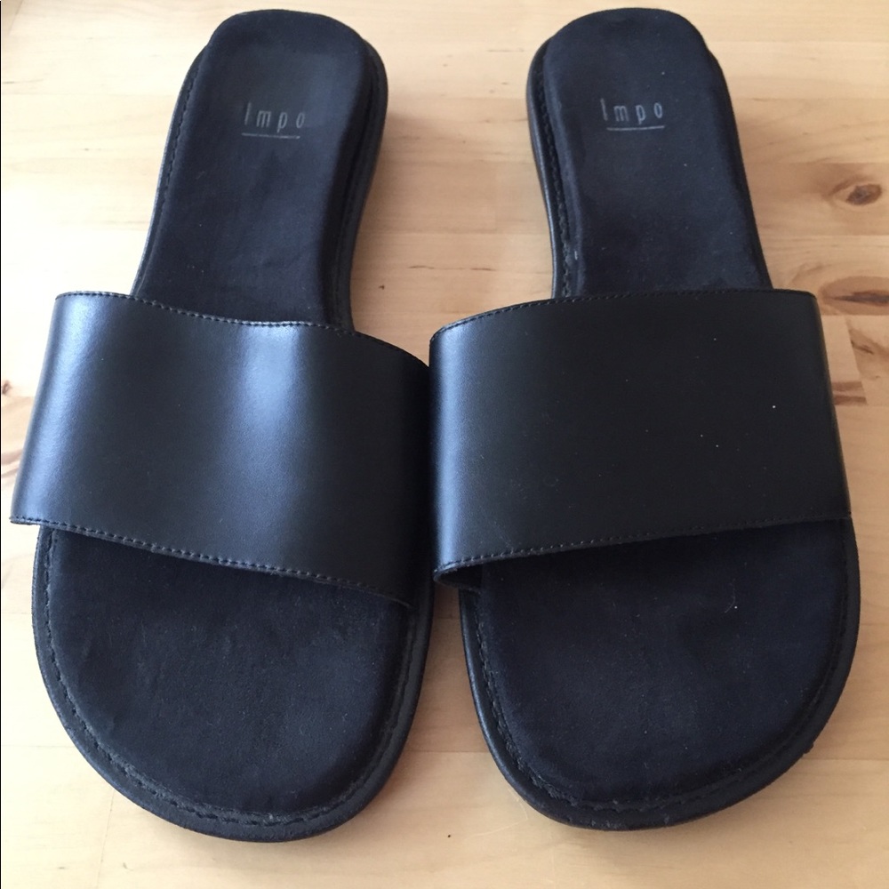 Impo Black leather slide sandals size 9m